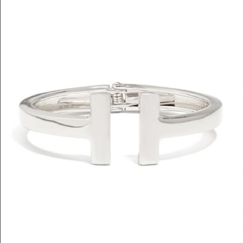 Vertical Bar Bangle Bracelet - White Gold/Silver